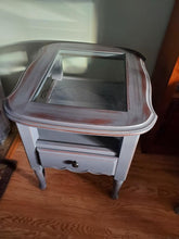 Load image into Gallery viewer, Accent Table with Glass Insert Top Driftwood Distressed
