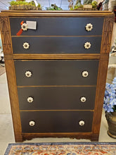 Load image into Gallery viewer, Dresser Chest Style Vintage Lamp Black w Accents SOLD
