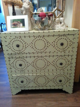 Load image into Gallery viewer, Dresser Light Sage Green with Bronze Grommit Detail 3 Drawer
